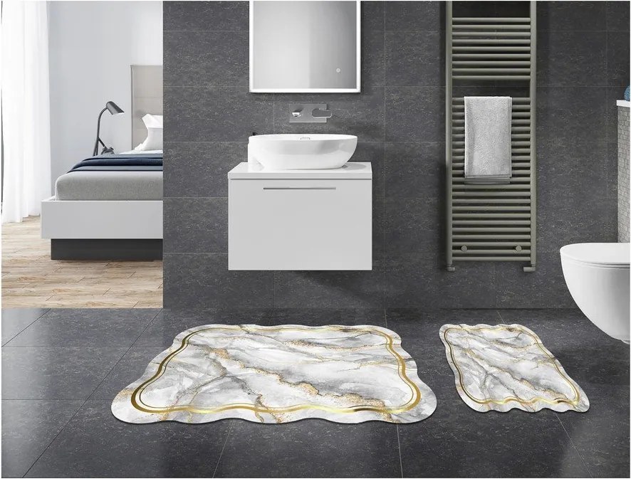 Szürke-aranyszínű fürdőszobai kilépő szett 2 db-os 60x100 cm – Foutastic