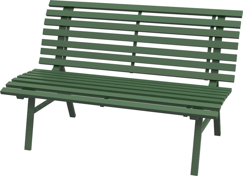 Outsunny 2 fős Alumínium Kerti Pad, Időjárásálló Pad, UV-álló Kerti Bútor Lécsoros Kivitelben, Parkpad 240 kg Teherbírással, Erkély Pad Erkély Teraszr