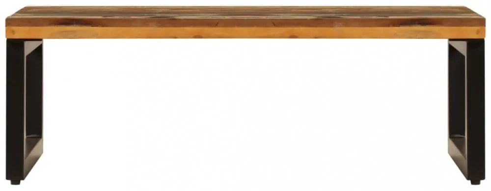 tömör újrahasznosított fa és acél dohányzóasztal 100x50x35 cm
