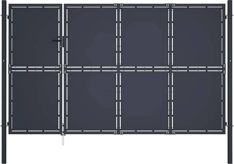 vidaXL antracit színű acél kerti kapu 350 x 150 cm