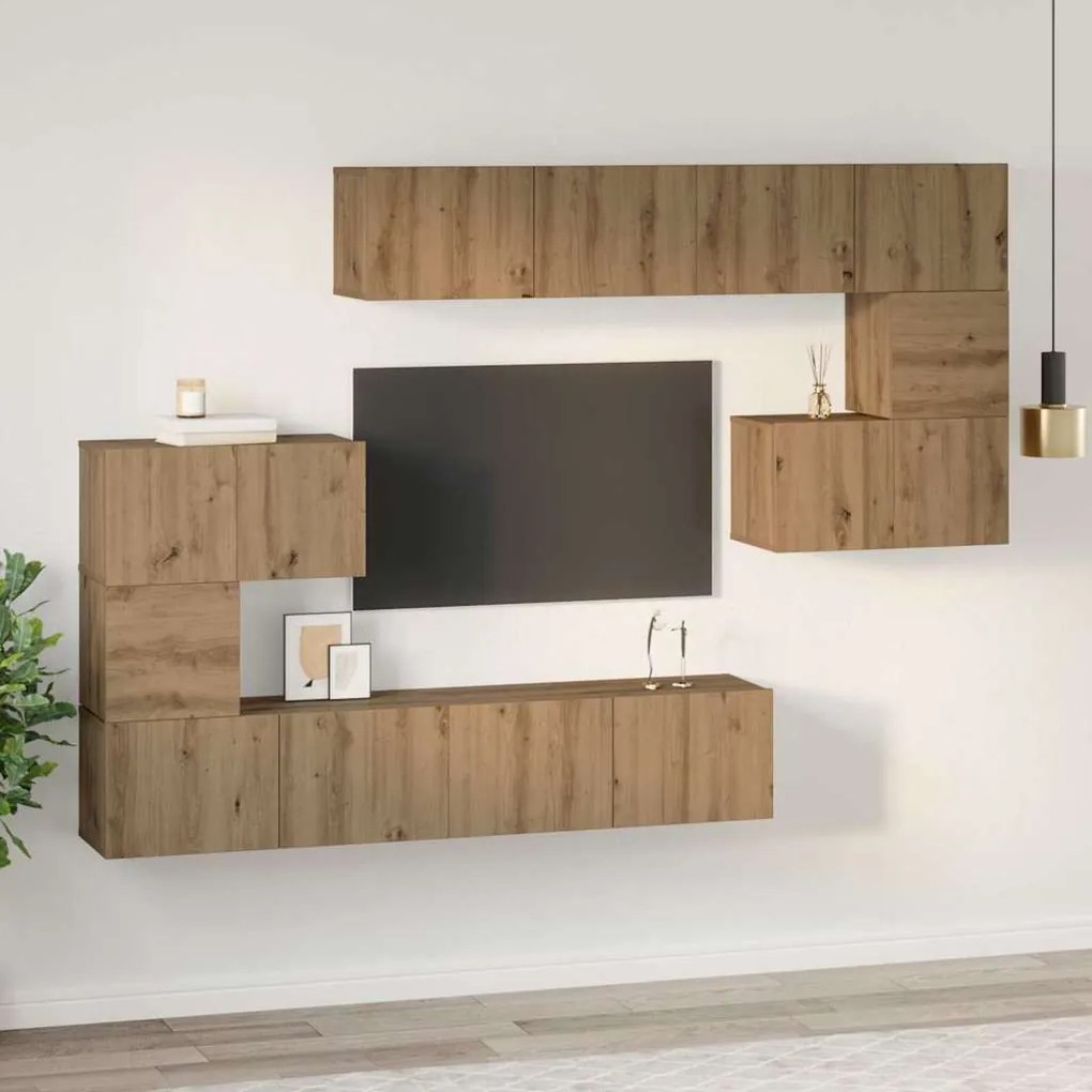 TV szekrény garnitúra 8 pcs kézműves tölgy 80 x 30 x 30 cm