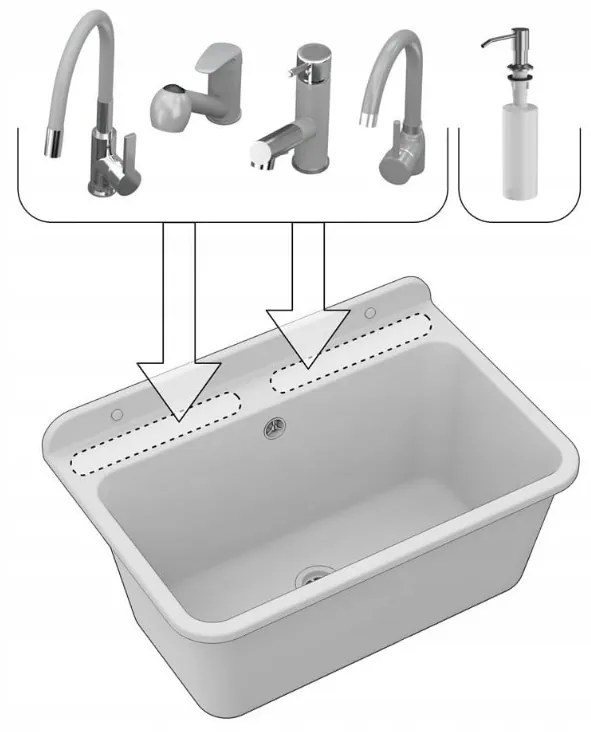 Mosogató Quality Universe, univerzális műanyag mosogató 61x41x30 cm + szifon, 1 kamrás, fehér, SKQ-KGLK60-WH