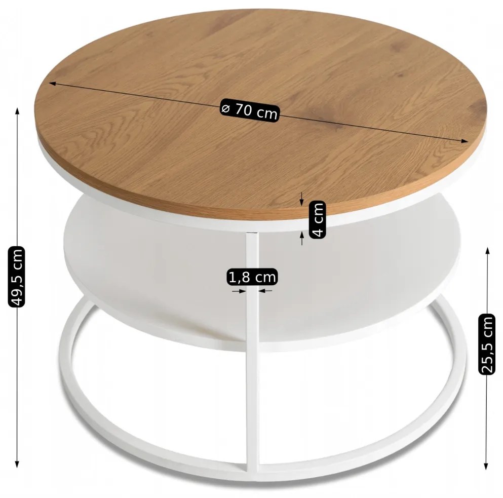 Dohányzóasztal Tölgy/Fehér Színben. BEST