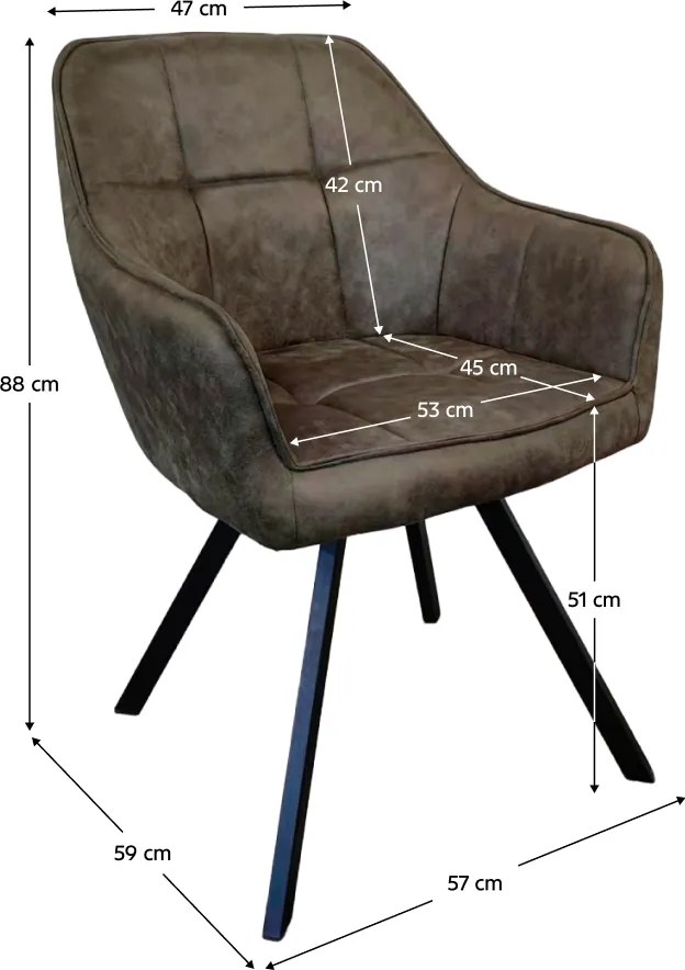 Forgó étkezőszék, zöld szövet csiszolt bőr hatással, SAMANTA