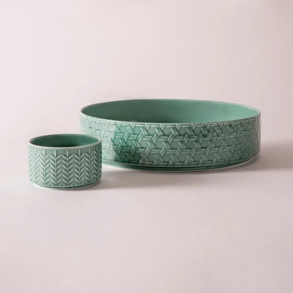 Türkiz porcelán szervírozó tál készlet 2 db-os ø 30 cm Heath Jade – Ladelle