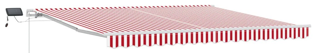 Kézi Behúzható Napellenző LED Piros és Fehér Csík 400x300 cm