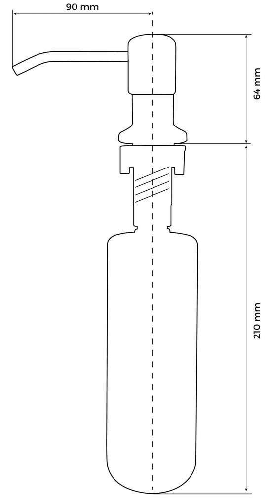 Mosogató minőségi felső, mosogatószer adagoló mosogatóhoz 400ml, króm, SKQ-DOZL-CH