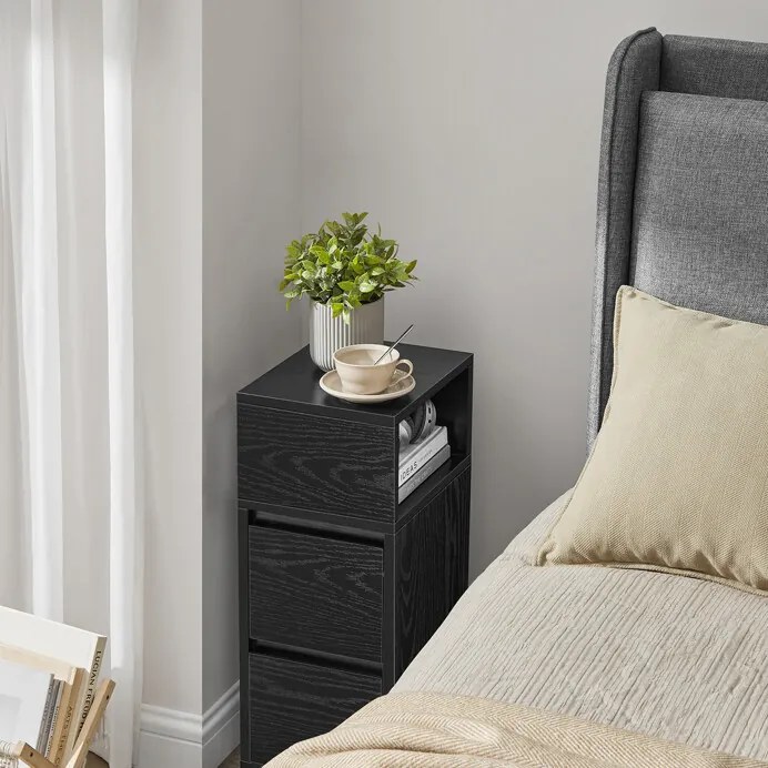 Tárolóasztal 25×30 cm, MDF, Fa Mintás. ANT-E1065 BK