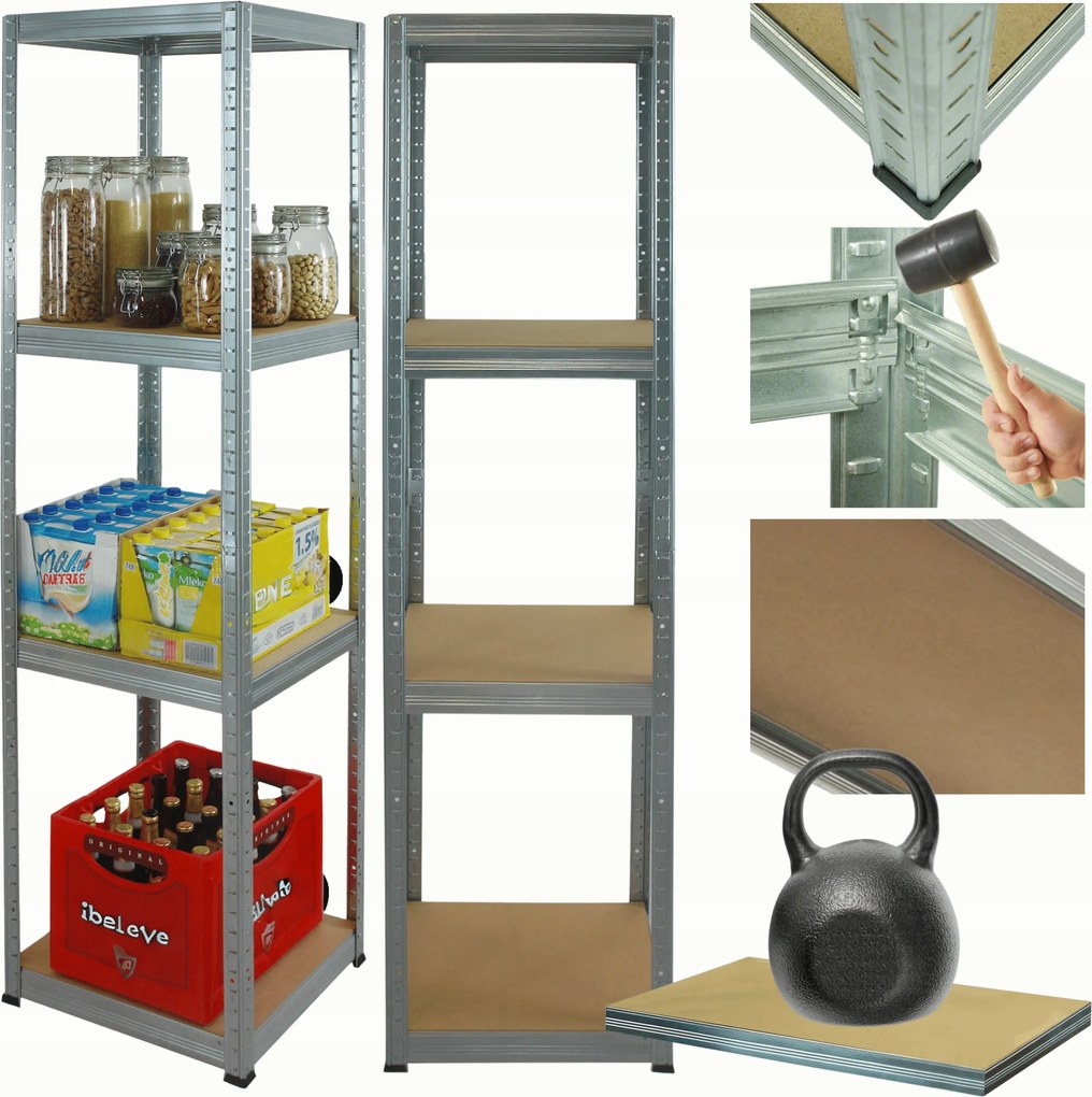 Helios horganyzott fém tároló állvány 180x45x45cm 4Px175kg