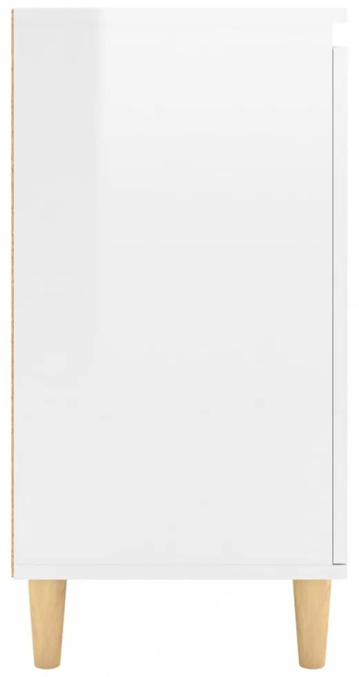 magasfényű fehér tálalószekrény tömör falábakkal 60x35x70 cm