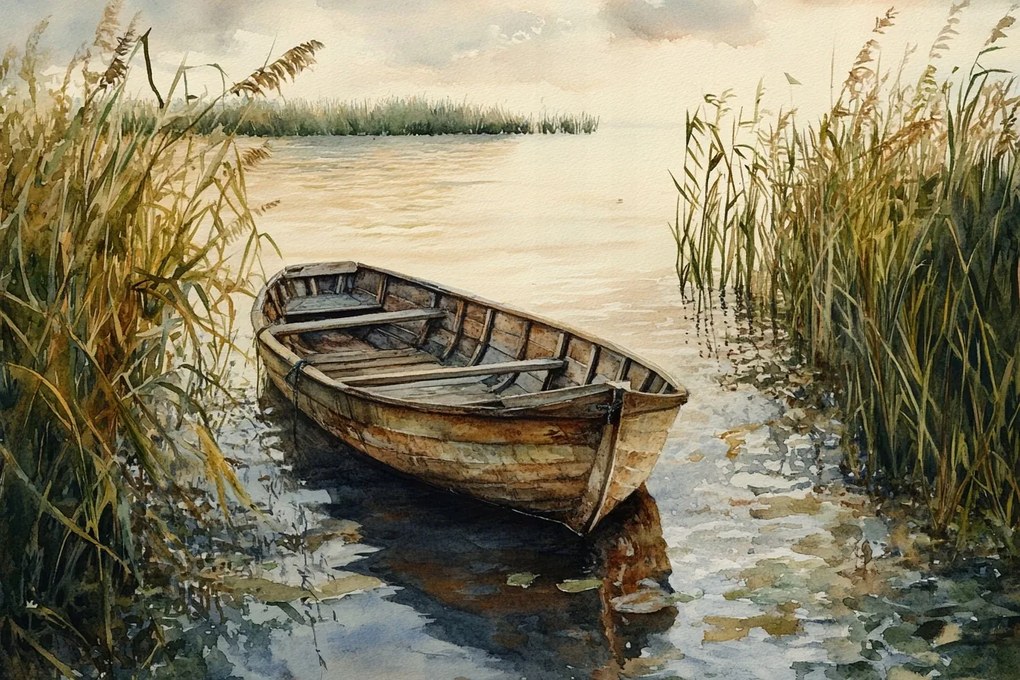 Vászonkép Canvas Tájkép Tó Víz Csónak 60x40