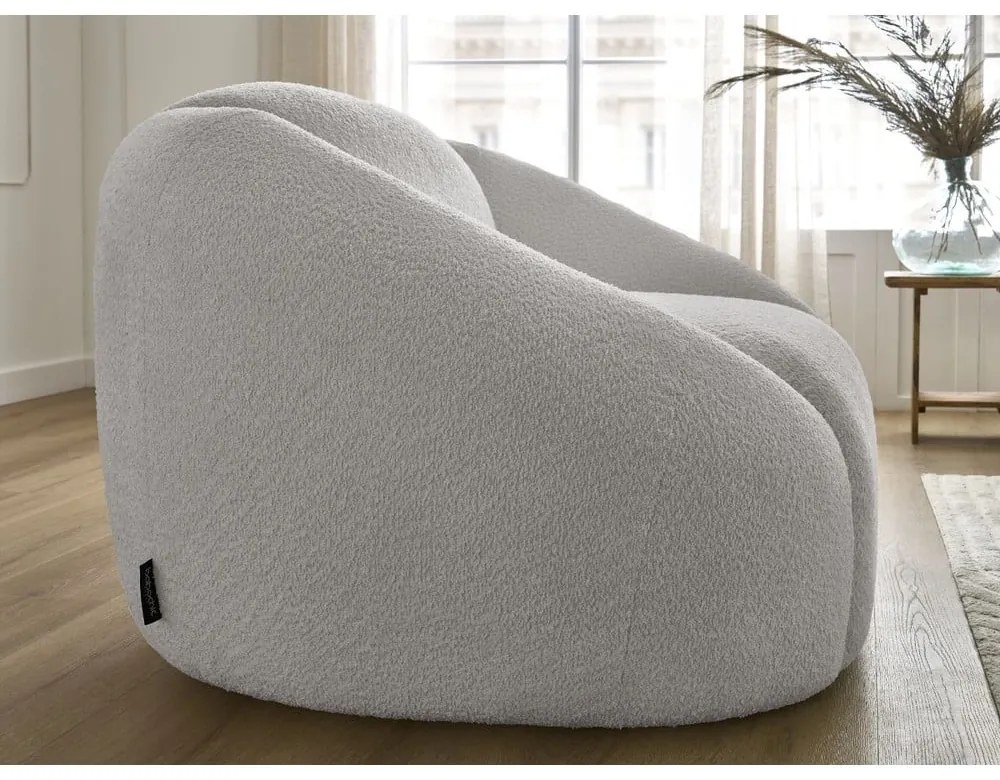 Világosszürke buklé fotel Tina – Bobochic Paris