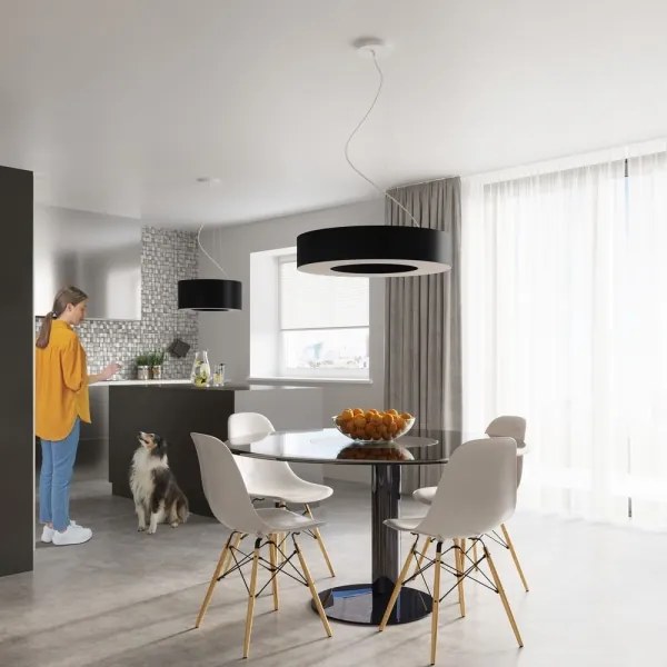 Sollux SL.0798 - Csillár zsinóron SATURNO SLIM 8xE27/60W/230V á. 90 cm fekete