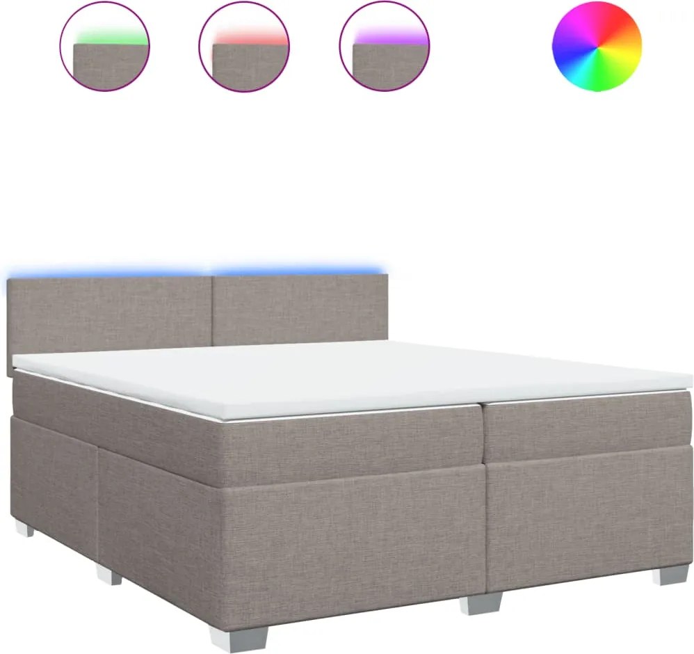 vidaXL tópszínű szövet rugós ágy matraccal 200 x 200 cm