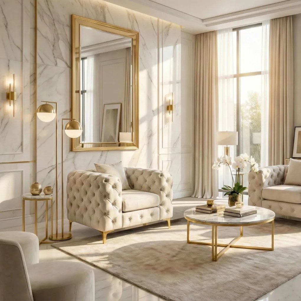 Fotel SORRENTO 1S Kremowy Welurowy