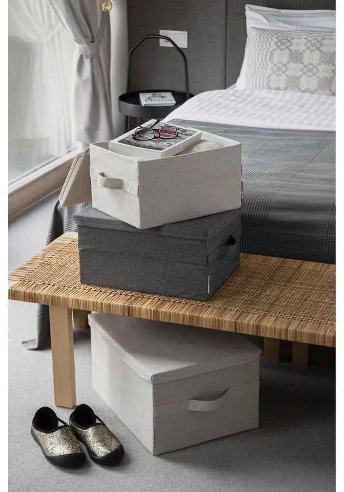 Bézs fedeles textil tárolódoboz 35x19x26 cm Soft Storage – Bigso Box of Sweden