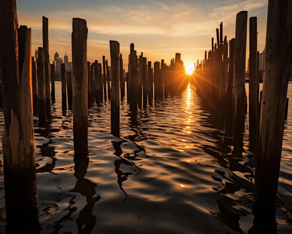 Poszter 50x40cm Naplemente a cölöpöknél