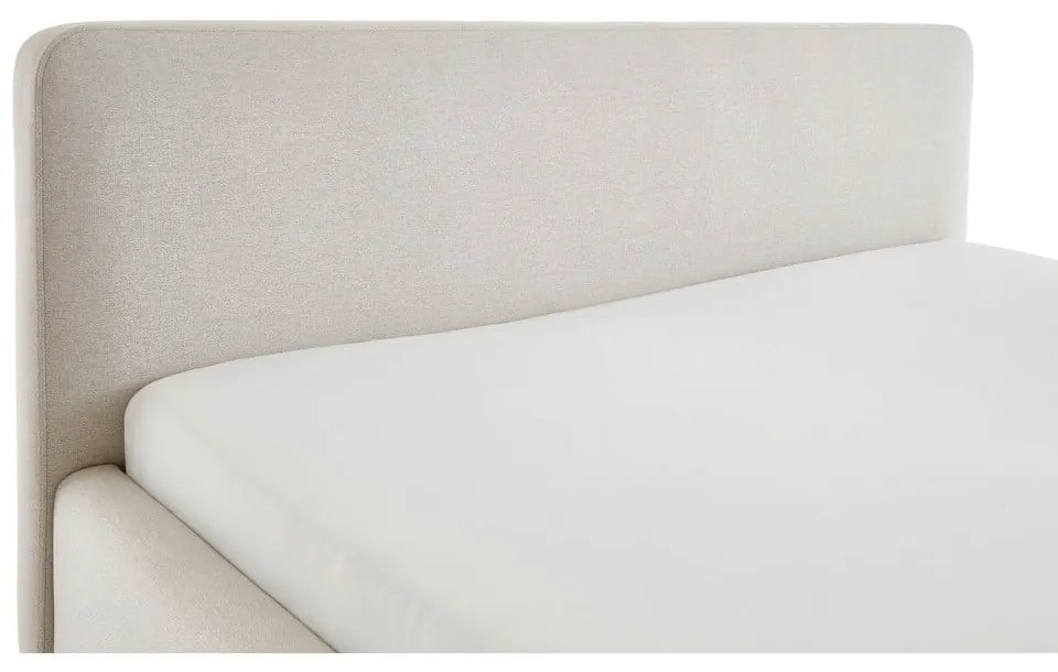 Krémszínű kárpitozott ágyneműtartós franciaágy ágyráccsal 160x200 cm Mattis – Meise Möbel