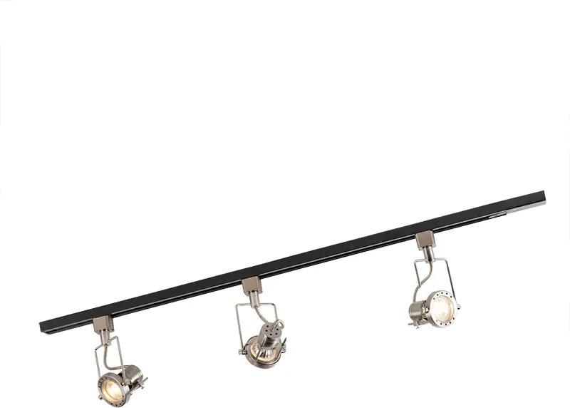 Okos 1 fázisú fekete sínrendszer acéllal, 3 WiFi GU10-zel - Iconic Suplux