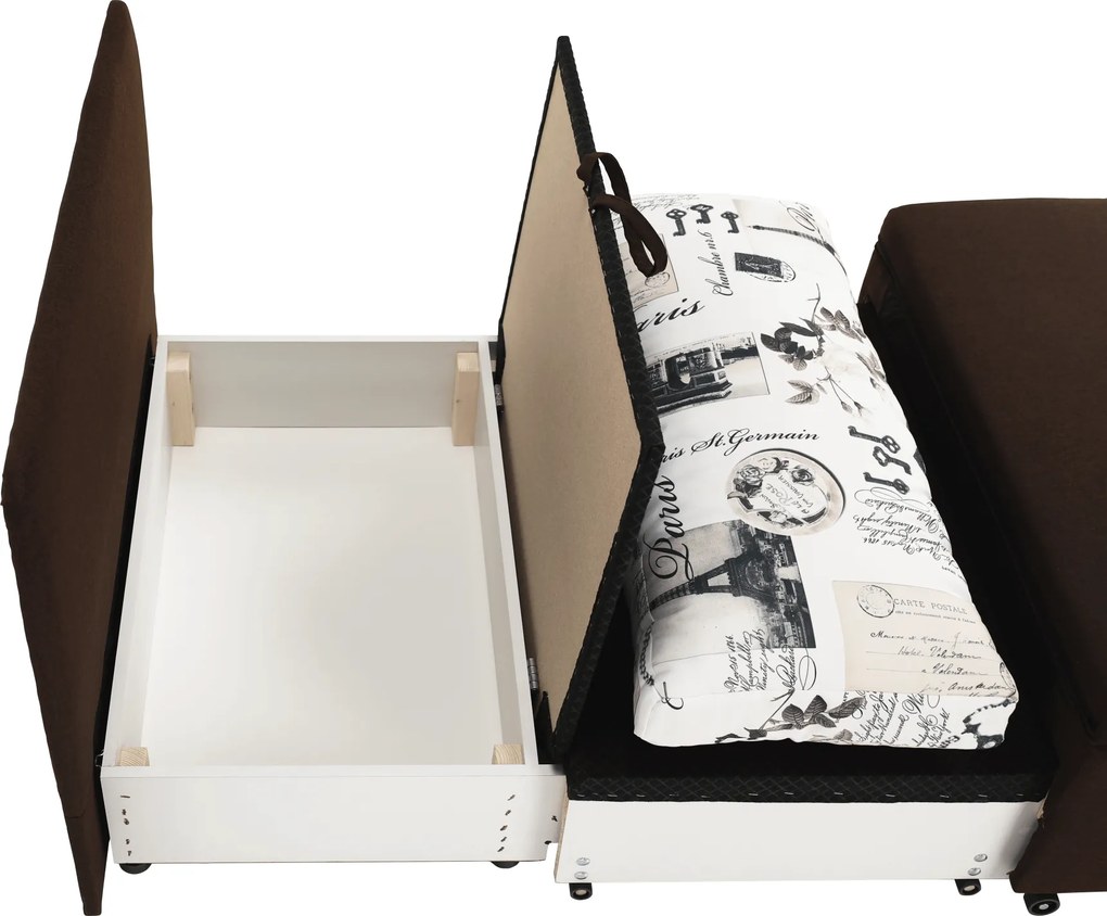 Kinyitható fotel, barna/minta, KENY NEW