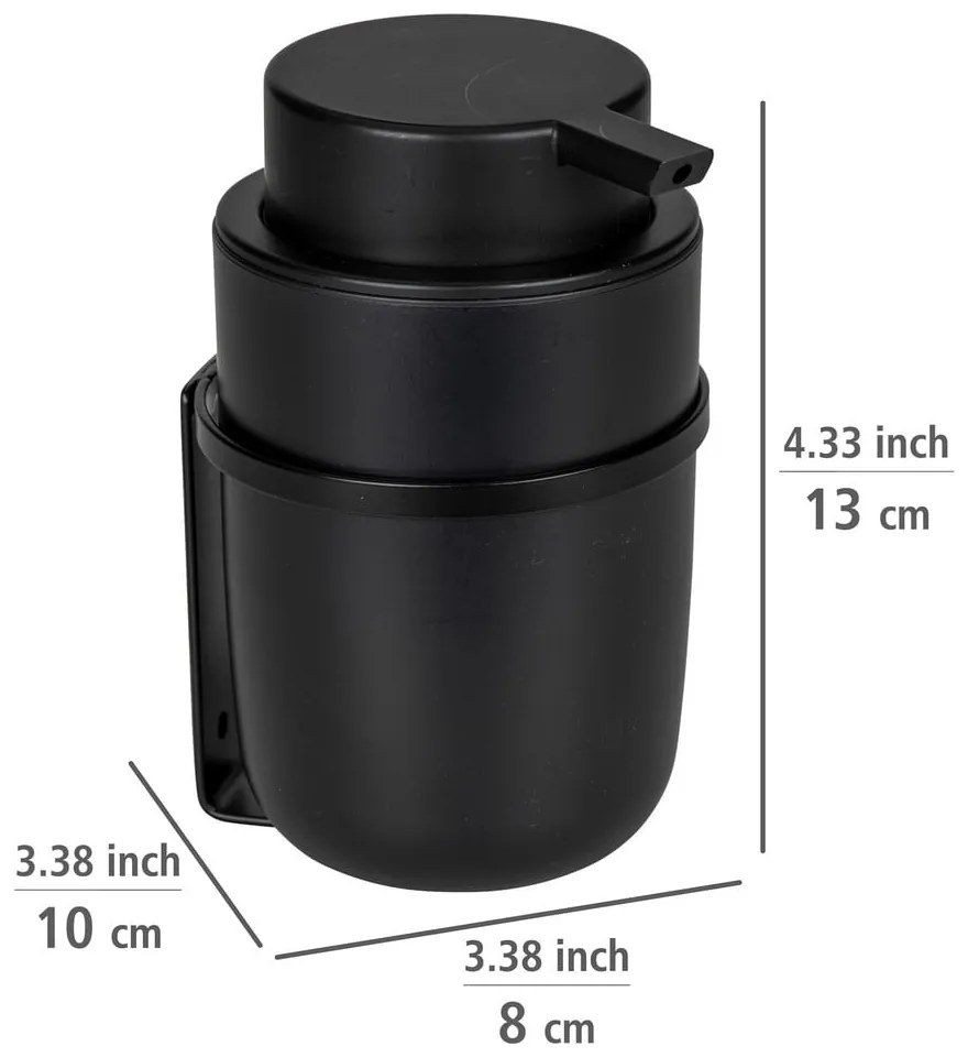 Fekete öntapadós műanyag szappanadagoló 0,25 l Carpino - Wenko