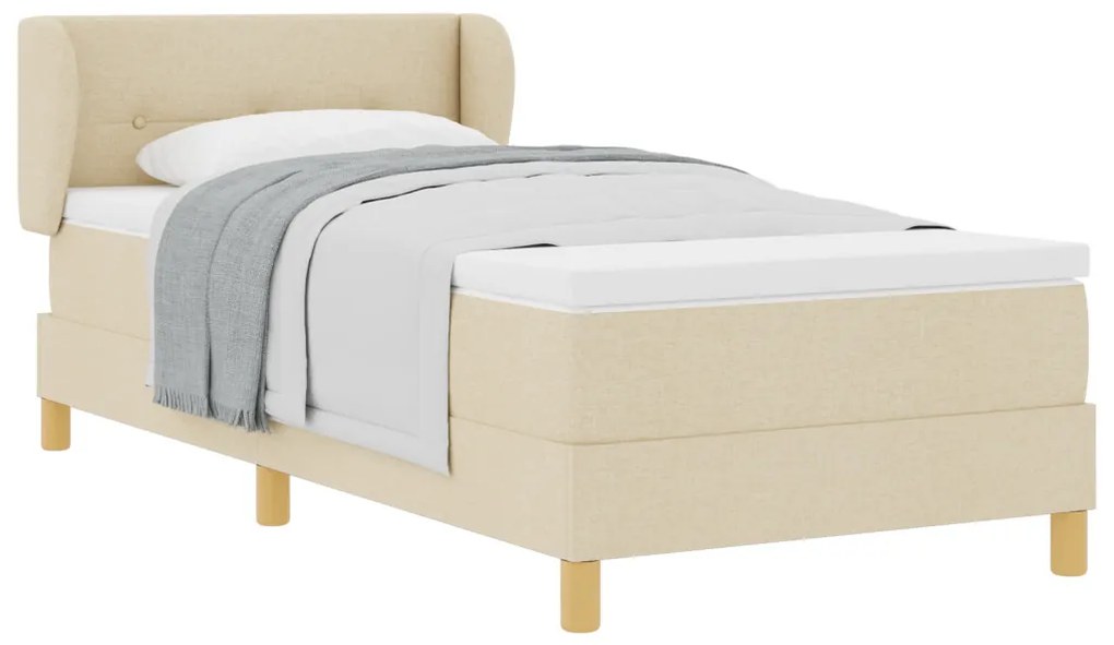 Boxspring Ágy Mattal - Krém - 80x200 cm - Szövet