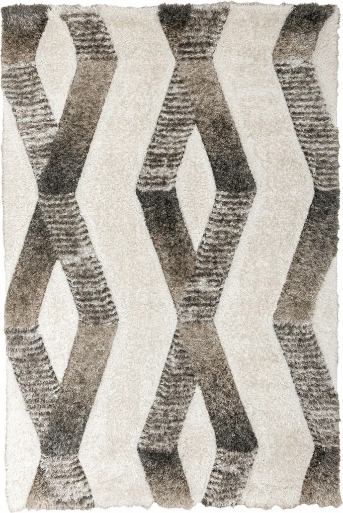 Shaggy Szőnyeg Puha Vastag Sűrű Rombusz Barna Bézs California 160x220 cm