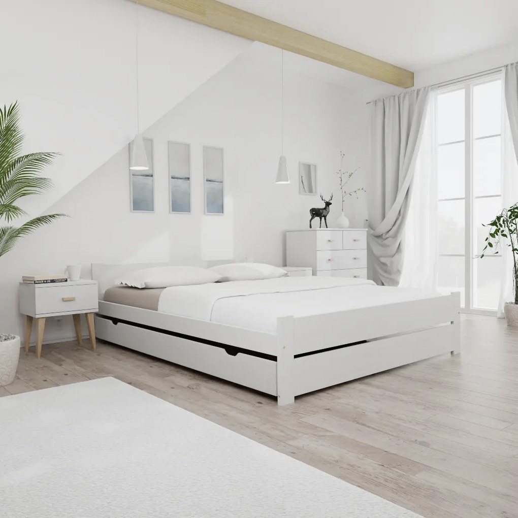 IKAROS DOUBLE ágy 160 x 200 cm, fehér Ágyrács: Lamellás ágyrács, Matrac: Sommera 18 cm matrac