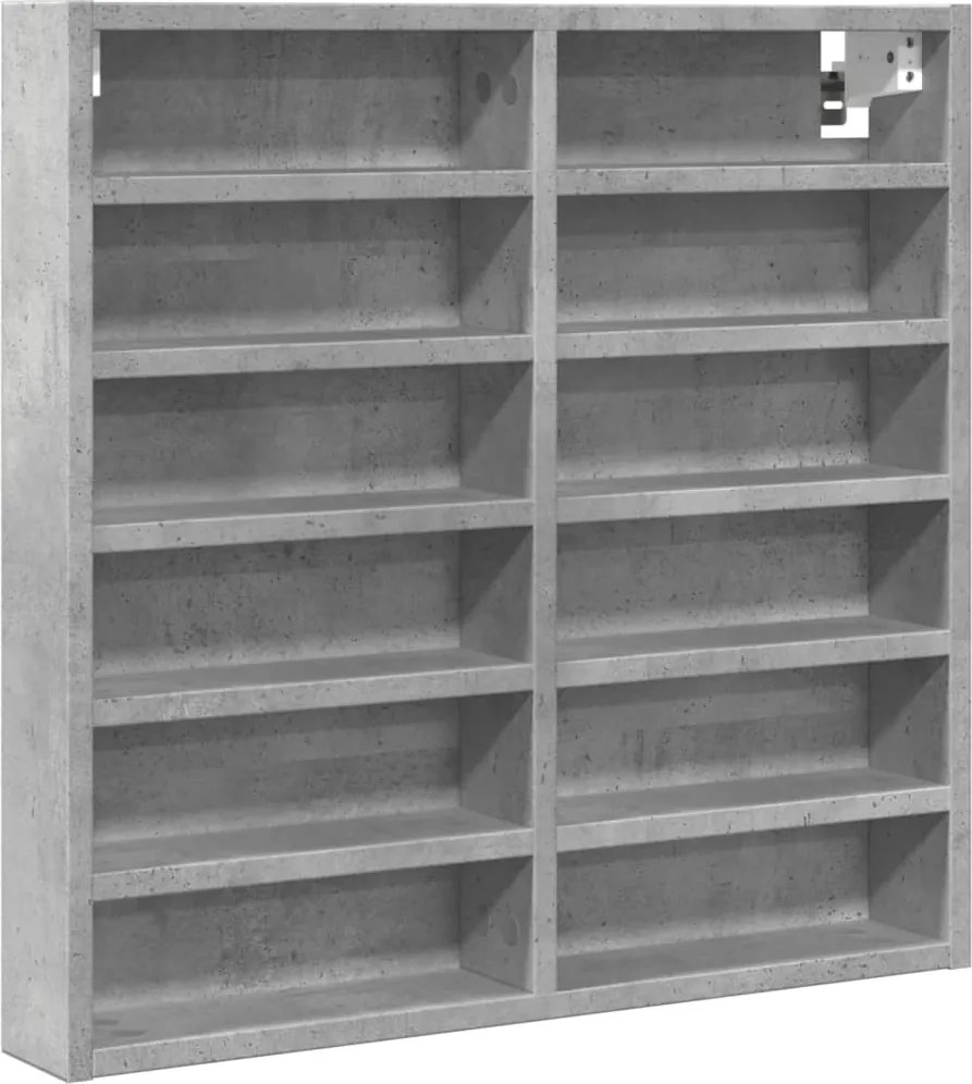 vidaXL betonszürke szerelt fa vitrinszekrény 60 x 8,5 x 58 cm