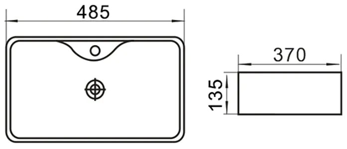 Erga Ryann, asztali mosogató 485x370x135 mm, fehér fényes, ERG-V03-YT-037-WH