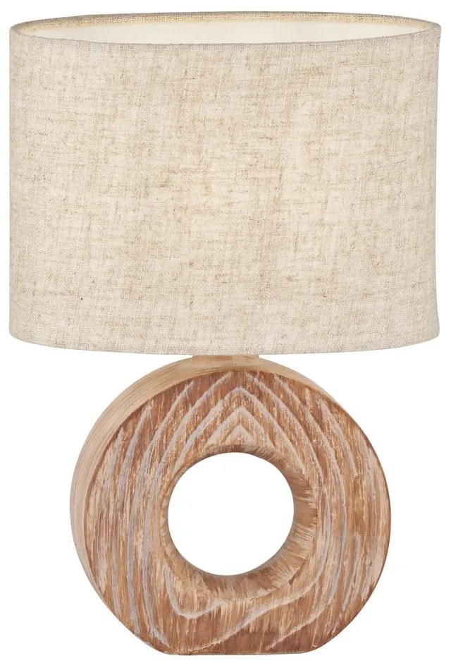 Barna-bézs kerámia asztali lámpa textil búrával (magasság 31 cm) Hanke – Fischer &amp; Honsel