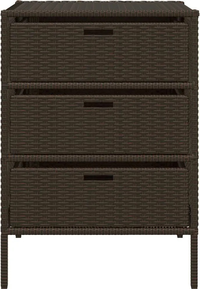 vidaXL barna polyrattan kerti tárolószekrény 55 x 59 x 80 cm
