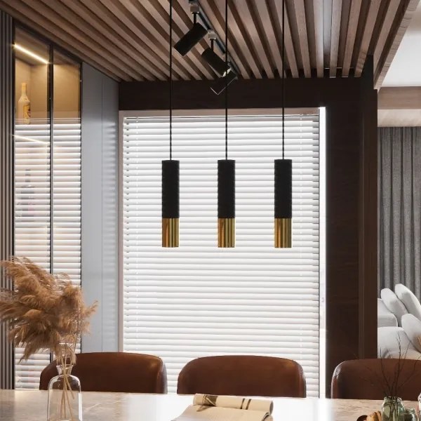 Sollux SL.0952 - Csillár zsinóron LOOPEZ 1xGU10/40W/230V fekete/arany