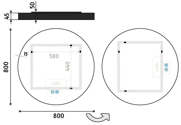 NIMCO ZPC 31002RVX-90 - LED Fürdőszobai tükör háttérvilágítással 3000-6500K 80 cm IP44