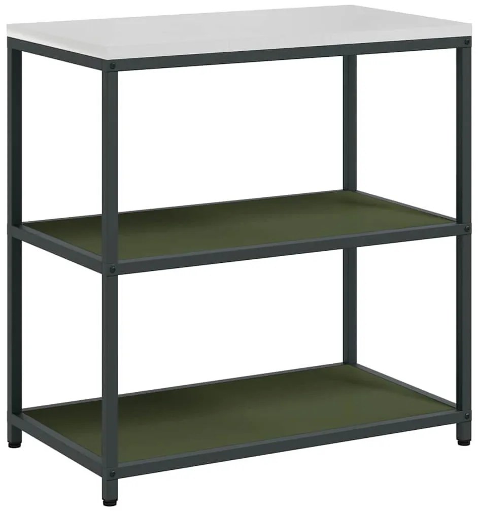Konyhai tárolópolc polcokkal tárolóval Olívazöld Acél