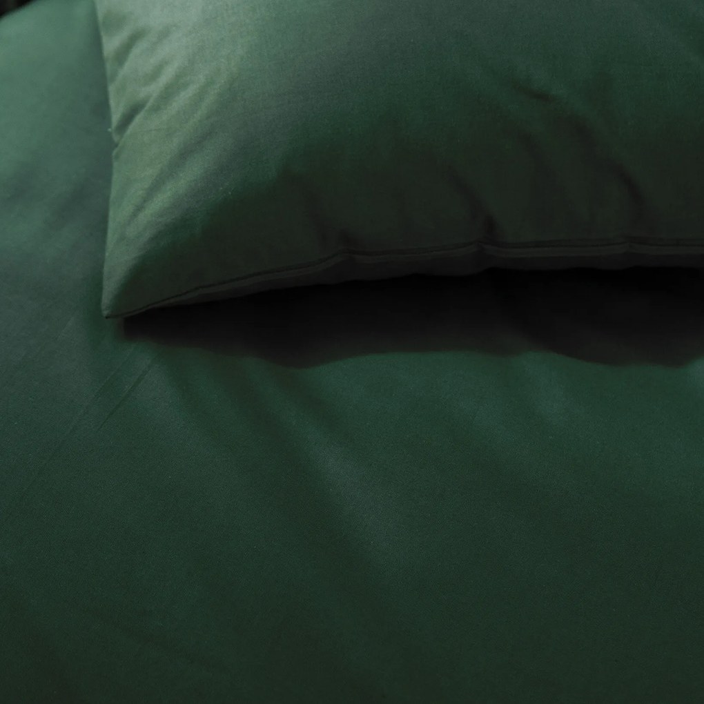 Goldea pamut ágyneműhuzat garnitúra - sötétzöld 140 x 200 és 70 x 90 cm