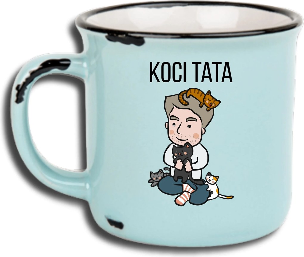 Bögre Kék Retro Vicces Ajándék Apák Napja Macska Apa