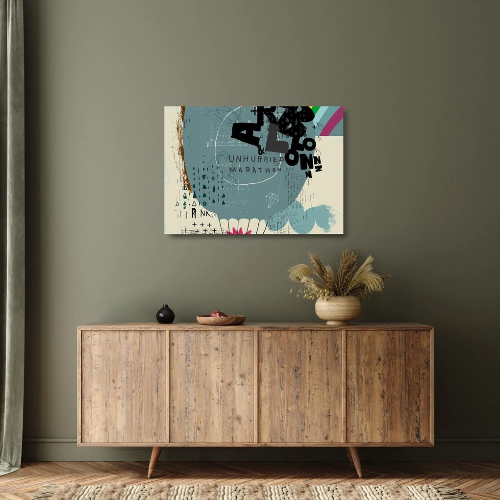 Üveg kép - Repülő léggömb szivárvánnyal (70x50 cm)
