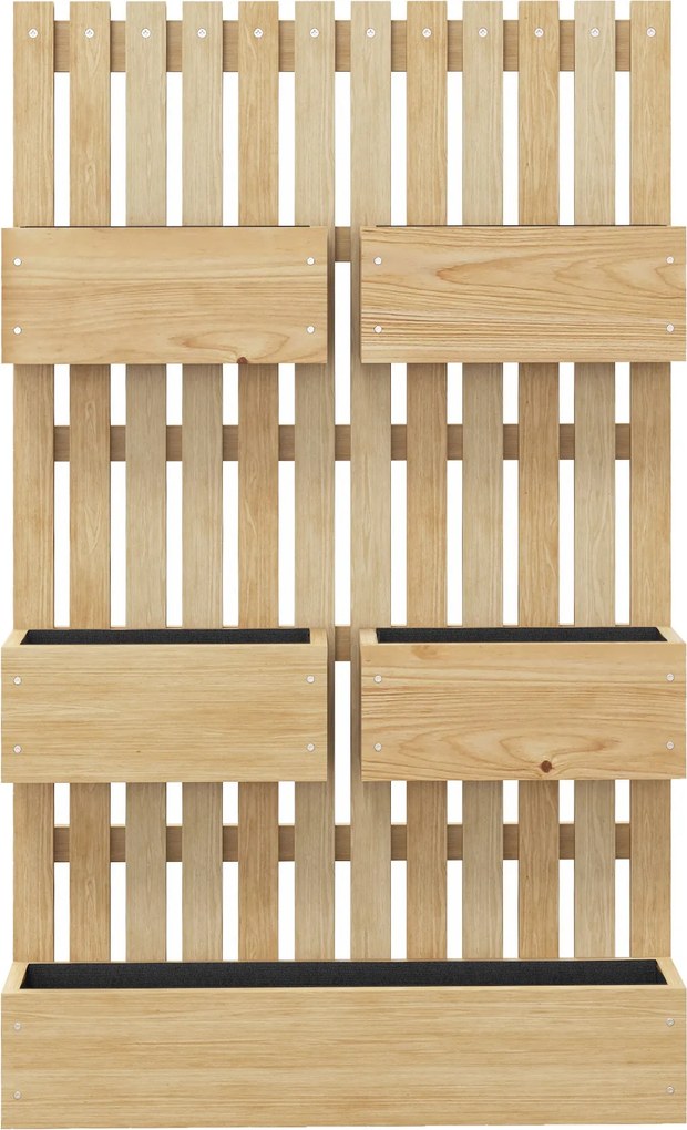 Outsunny Fali Virágágyás 5 Kivehető Masszív Fa Futónövény Tárolóval, Nem Szőtt Anyag, 60 x 16 x 100 cm | Aosom