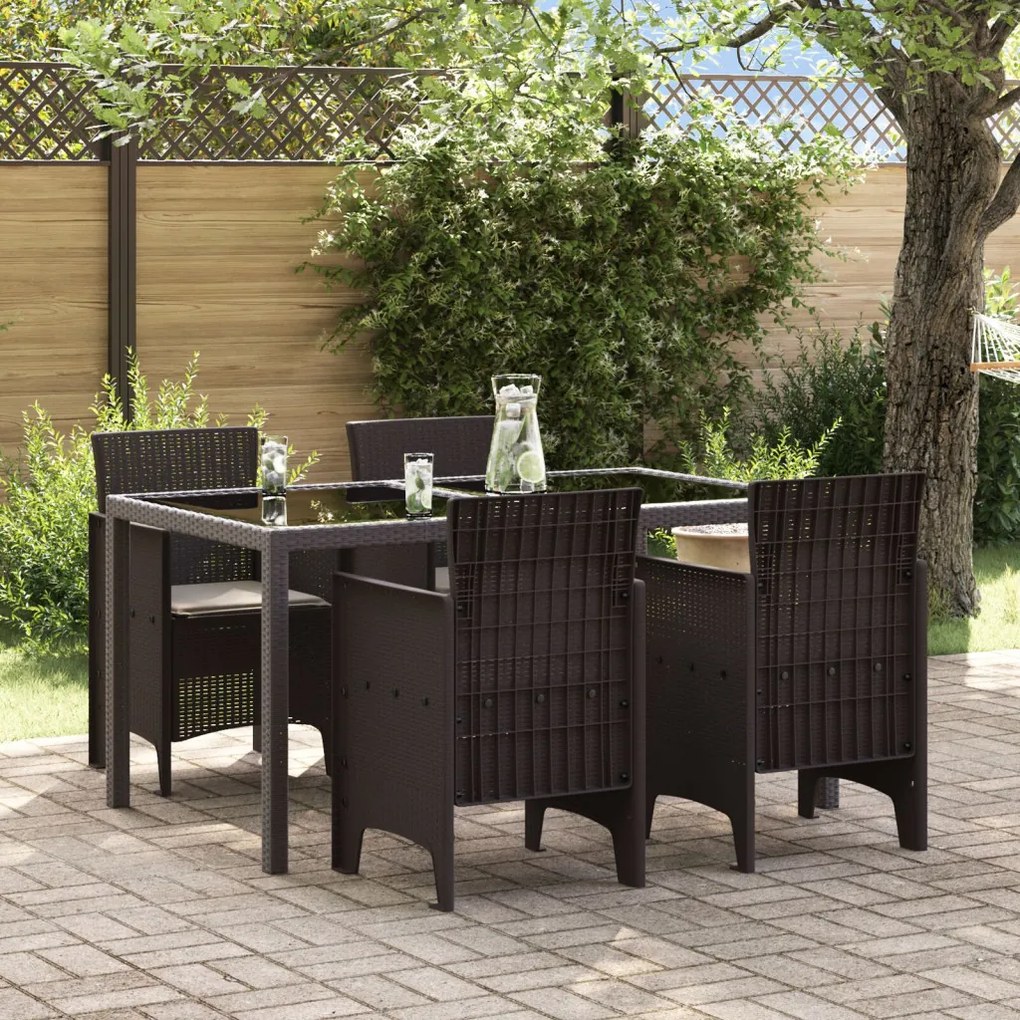 Kerti székek párnákkal 4 db Barna Poly Rattan