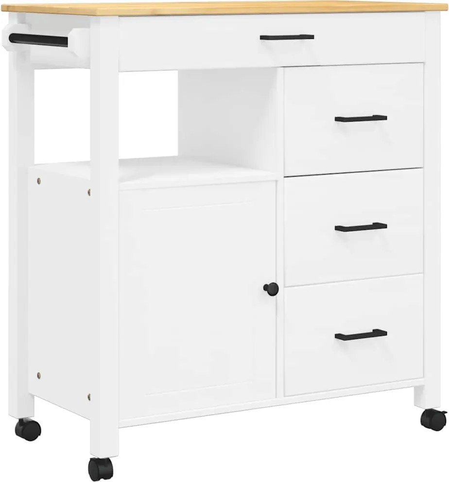 vidaXL MONZA tömör fenyőfa konyhai kocsi 84 x 40 x 88,5 cm