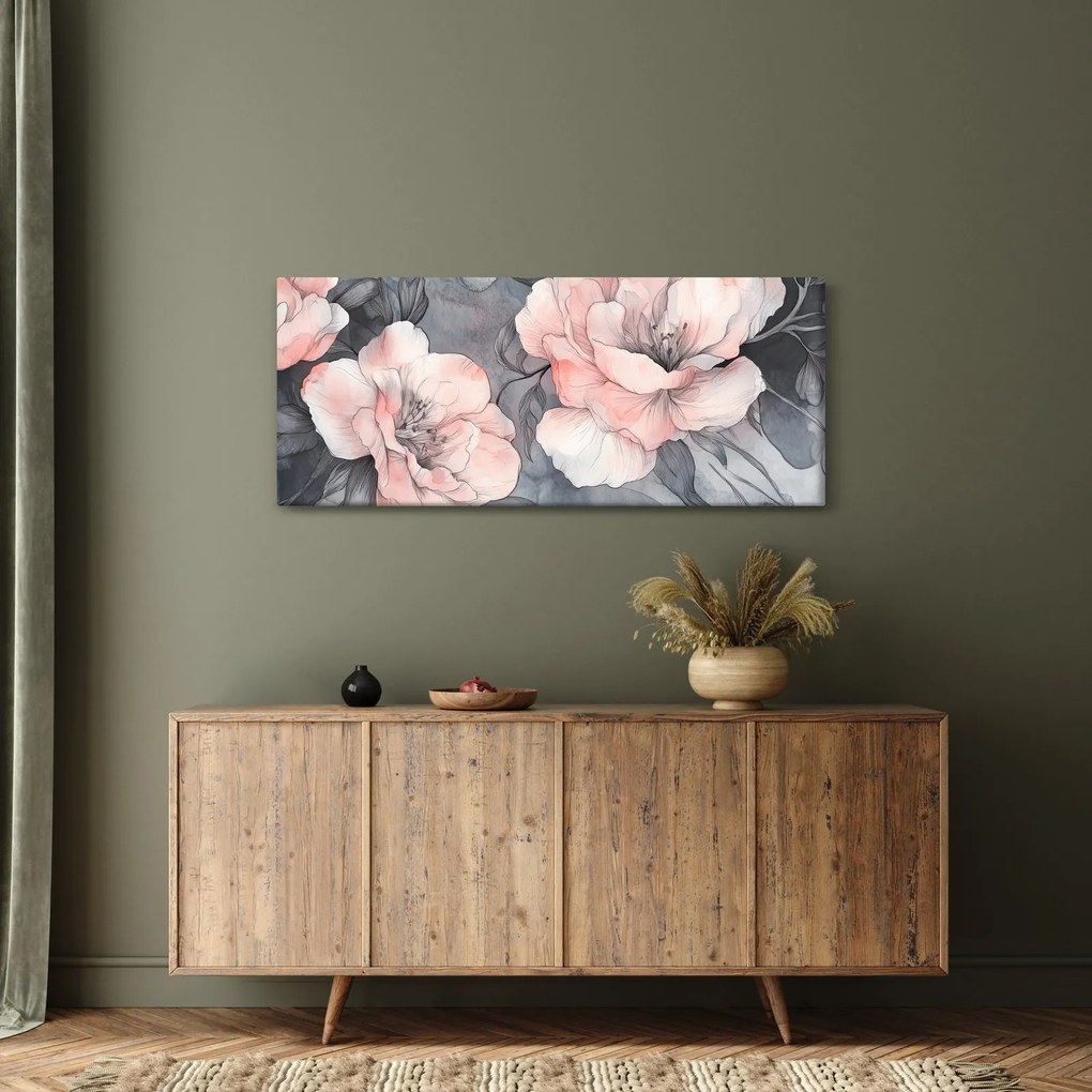 Kép - Virágok vázlata (120x50 cm)