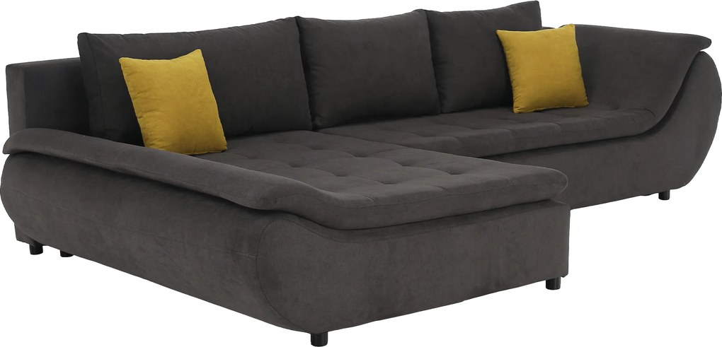 Ülőgarnitúra, szürkésbarna/sárga, szövet, balos, BRATO