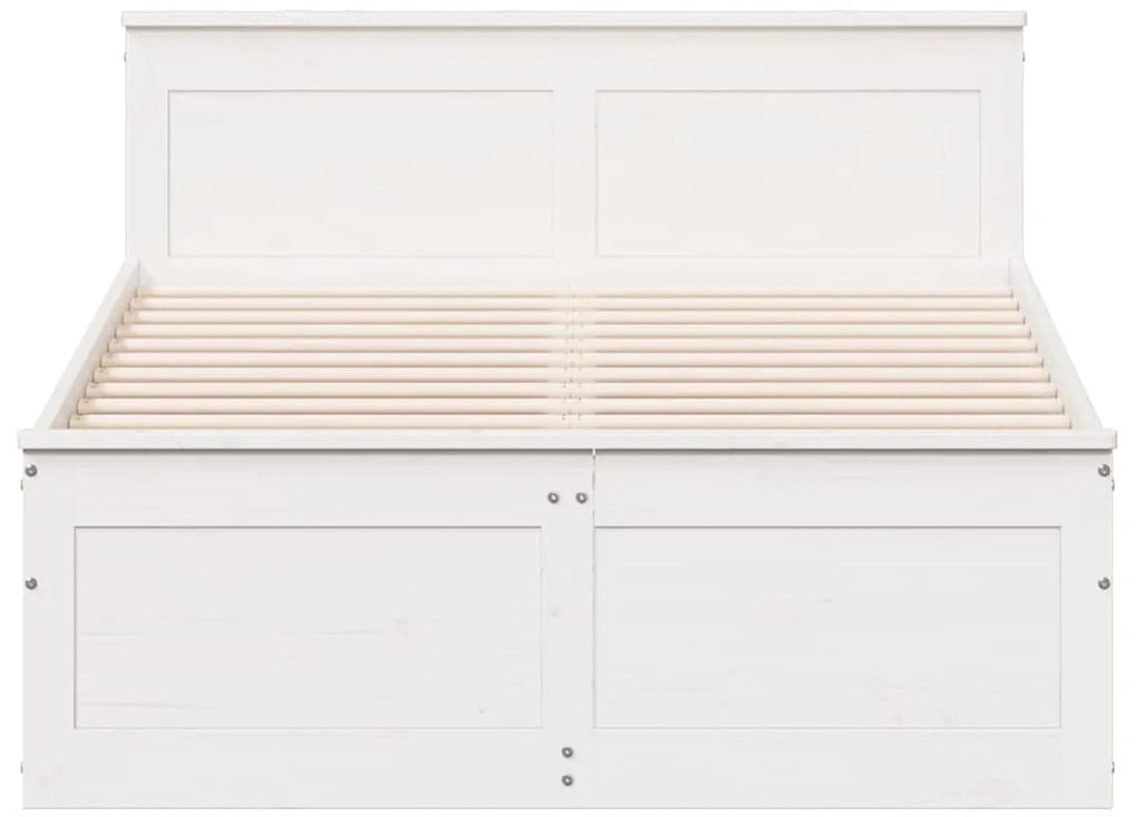 fehér tömör fenyőfa fejtámlás ágykeret matrac nélkül 120x190 cm