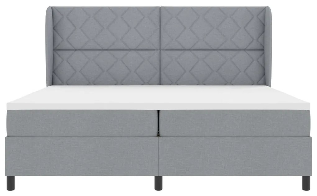Boxspring Ágy Matraccal - Világosszürke, 200x200 cm Szövet