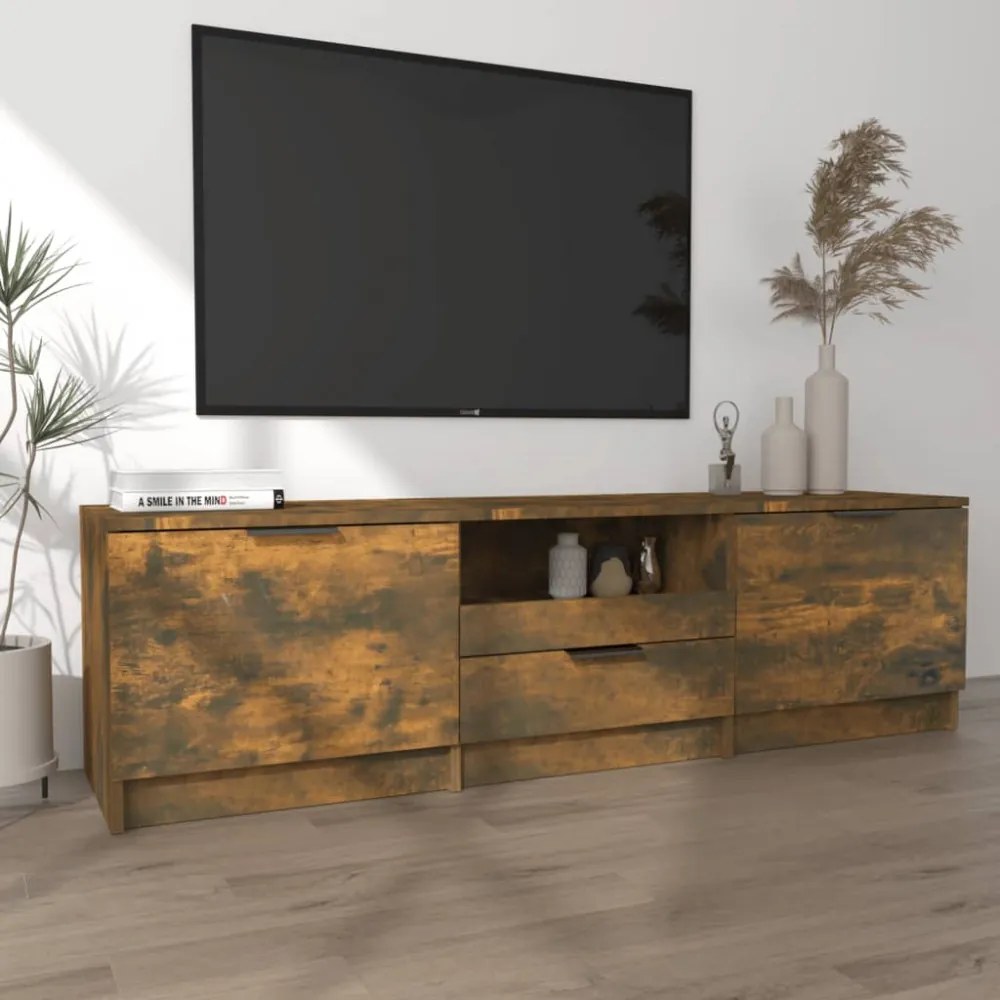 füstös tölgy színű szerelt fa TV-szekrény 140 x 35 x 40 cm