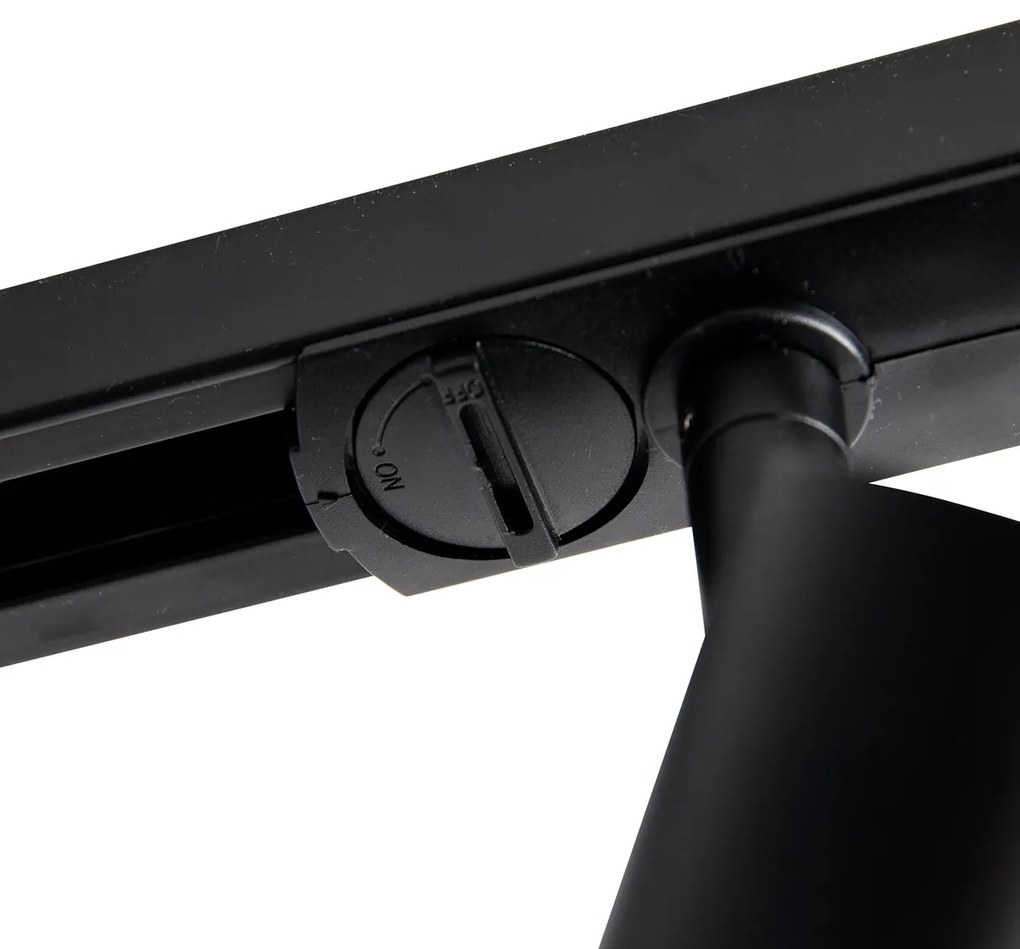 Modern sínrendszer 5 fekete spotlámpával, 1 fázisú, 300 cm - Iconic Jeany