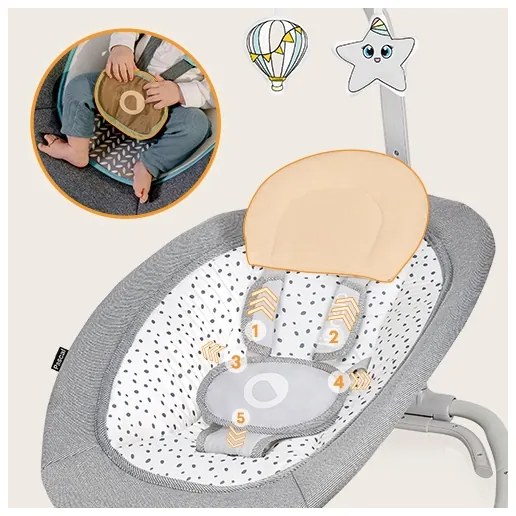 Lionelo - Baba vibrációs ringató dallammal PASCAL szürke