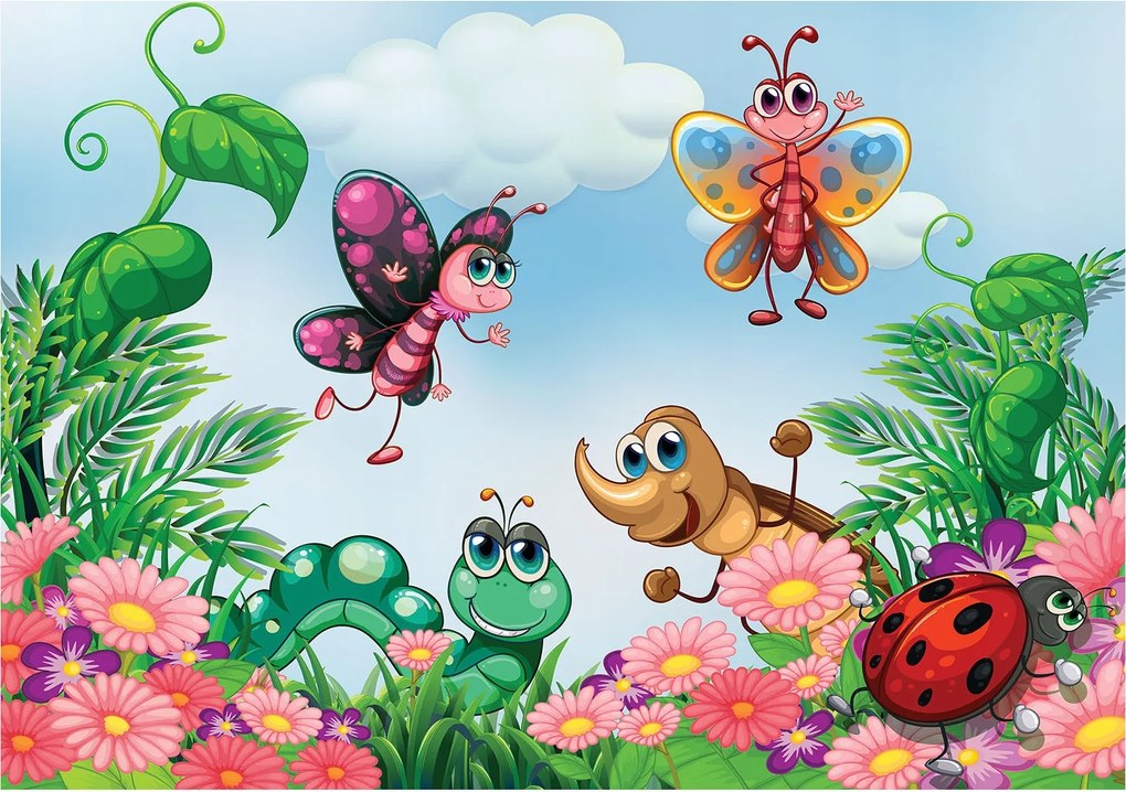 Fotótapéta Virágok és rovarok öröm a kék égen 300x210 +ragasztó