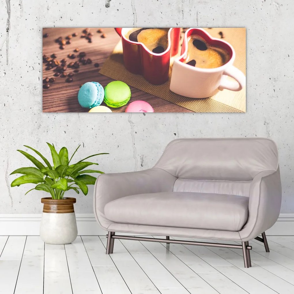 Kávé és a macaroon képe (120x50 cm)